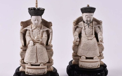 CHINESE CARVED EMPEROR AND EMPRESS