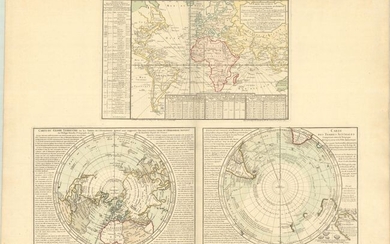 "Carte des Lieux ou les Differentes Longueurs du Pendule… [on sheet with] Carte du Globe Terrestre ou les Terres de l'Hemisphere Meridl. [and] Carte des Terres Australes…", Buache, Philip