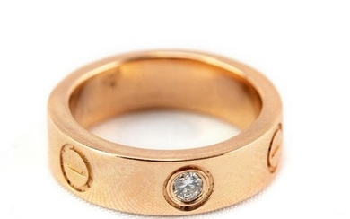 Cartier 18K Rose Gold & Diamond Love Ring Sz 4 1/2
