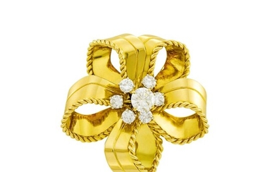 Cartier London Gold and Diamond Bow Clip-Brooch
