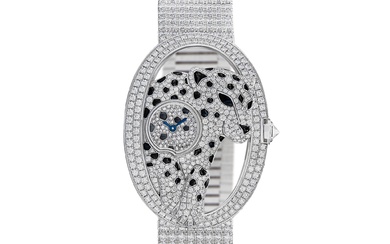 Cartier 'Panthère Ajourée’ Diamond and Enamel Wristwatch | 卡地亞 | ' Panthère Ajourée’ 琺瑯彩 配 鑽石 腕錶