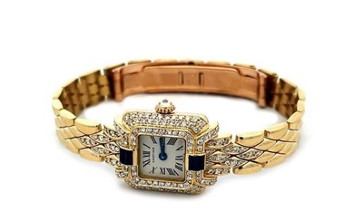 Cartier Panthere Ladies Watch Diamond Sapphire 18k Yellow Gold Paris