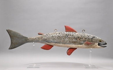 Carved and Painted Wood Trout Trade Sign
