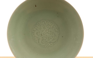 Celadon dish Chinese, 18th/19th Century with a central design of...