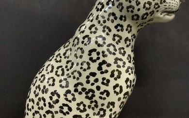 Ceramic Floor Sized Snow Leopard Sculpture
