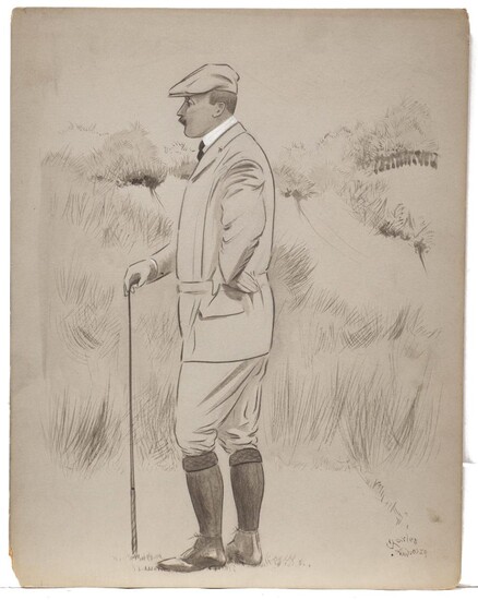 Charles Napier Ambrose, British 1876-1946- Prince Alfred of Schleswig-Holstein; brush and black ink and wash heightened with white on grey coloured paper, signed, inscribed on the reverse in pencil, 29 x 22.5 cm: together with five other...