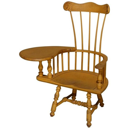 Child's Yellow Painted Writing Arm Windsor Chair, 20th