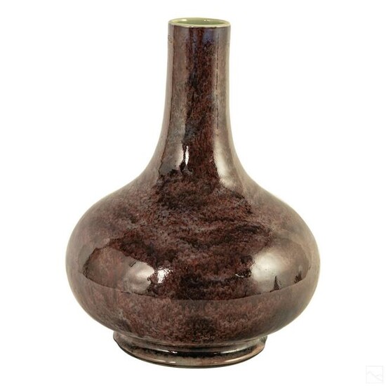 Chinese 13" Mottled Plum Porcelain Glazed Urn Vase
