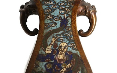 Chinese Cloisonne on Bronze Vase