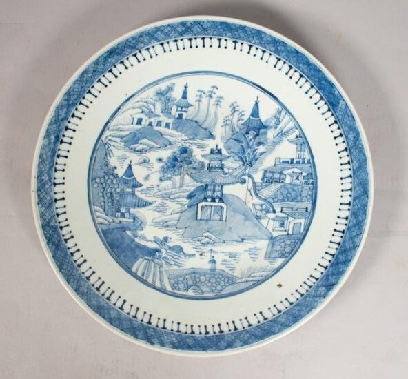 Chinese Export Blue and White Canton Charger