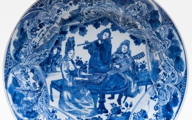 Chinese Export Porcelain Blue and White Porcelain 'Musicians' Dish