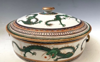 Chinese Famille Rose Dragon Porcelain Jar Lidded