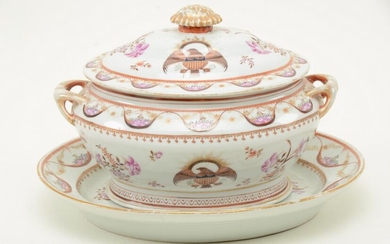 Chinese export porcelain covered tureen and undertray