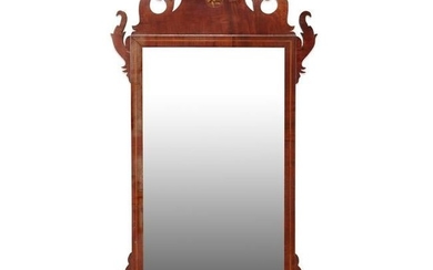 Chippendale inlaid mahogany looking glass, late 18th