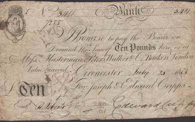 Cirencester Bank (no trading bank), for Joseph & Edward Cripps, £10, 25...