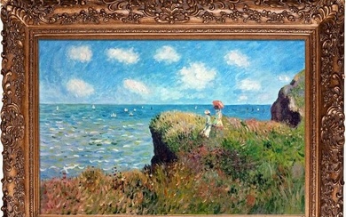 Claude Monet "Cliff Walk at Porville, 1882" Oil Painting, After