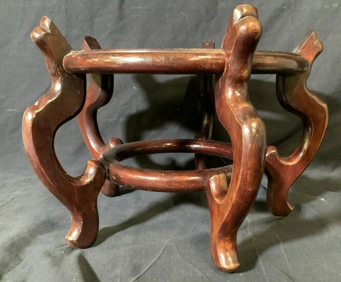 Collectible Wood Asian Floor Vase Stand