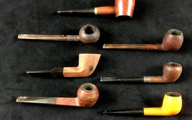 Collection of 10 Vintage Briar Tobacco Pipes
