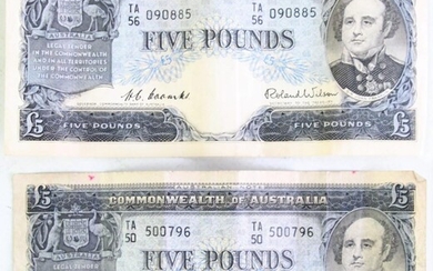 Commonwealth Of Australia Five Pound Notes (2)