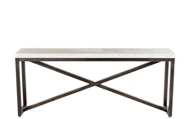 Contemporary Marble & Enameled Metal Sofa Table