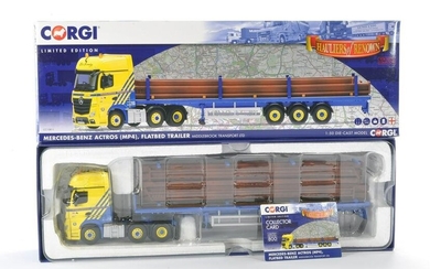 Corgi Model Truck Issue comprising No. CC15811 Mercedes-Benz Actros Flatbed Trailer in the livery of