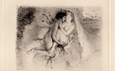 Cupid and Psyche Original 1955 Paul-Emile Becat Limited Drypoint Framed