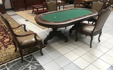Custom Made Poker Table with 4 Arm Chairs