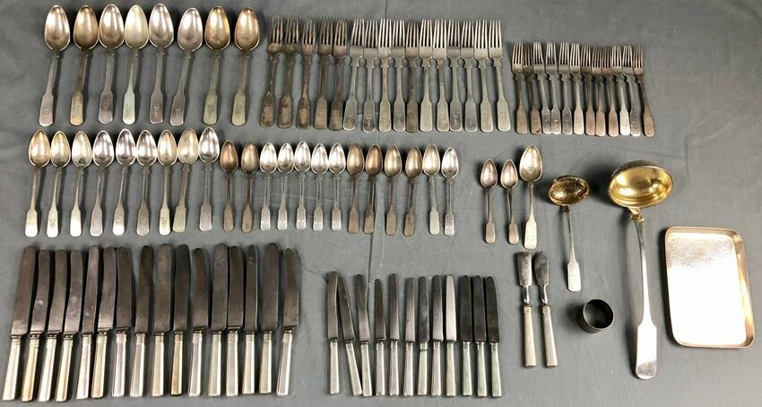 Cutlery silver. Mostly inscribed '' Knauer''. 12 lot.