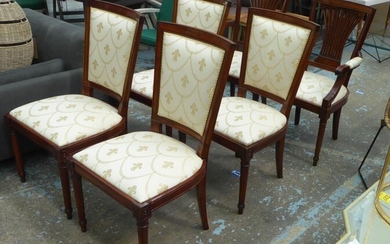 DINING CHAIRS, a set of six, with fleur de...