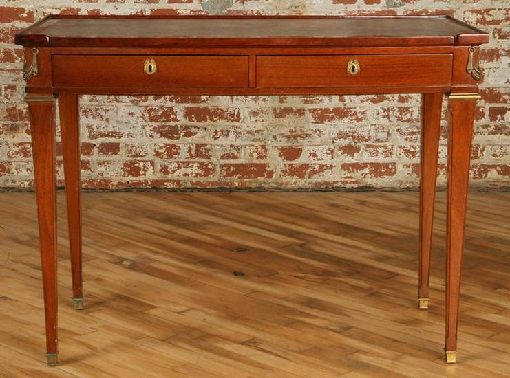 DIRECTOIRE STYLE MAHOGANY LEATHER TOP DESK C.1940
