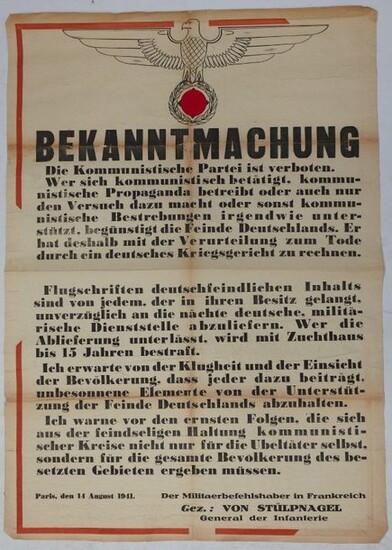 DISPLAY." Bekanntmachung " (Notice) dated 1941 and signed...