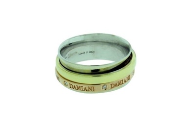 Damiani 18K Yellow Rose & White Gold Diamond Twister Band Ring Size 7