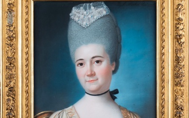 Dans le goût de l'école francaise du XVIIIe siècle Portrait de jeune femme en buste...