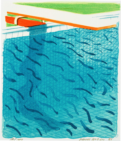 David Hockney, Pool Made with Paper and Blue Ink for Book, from Paper Pools (T.G. 269, M.C.A.T. 234)