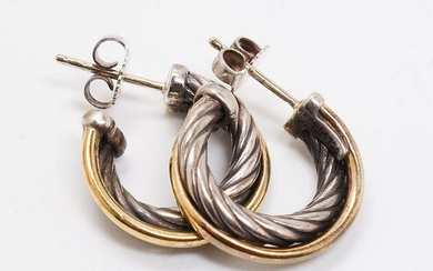 David Yurman Crossover Collection Silver & 18k Earrings