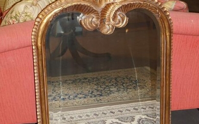 Deco Carved & Gilt Mahogany Looking Glass
