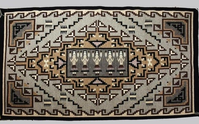 Della Som Navajo Woven Rug, Two in One, Yei/Two Grey Hill