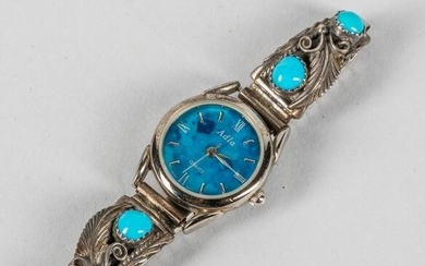 Designer Navajo Silver & Turquoise Adla Watch