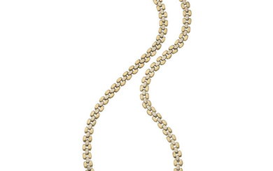 Diamond, Gold Necklace The necklace features a round brilliant-cut...