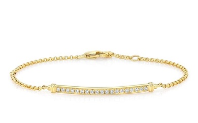 Diamond Pave Semi-curved Flat Bar Bracelet In 14k Yellow Gold 7.5 Inch (1/5 Ct.tw.)