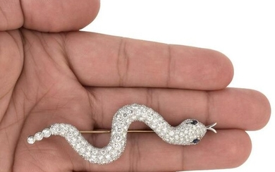 Diamond and Platinum Snake Pin