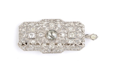 Diamond gold pendant - brooch