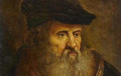 Dutch School, late 17th Century- Portrait of an elderly man wearing a hat, turned to the right, quarter-length; oil on copper, 16.7 x 14 cm.