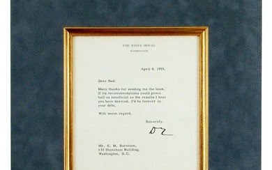 Dwight Eisenhower Initialed Letter as President, Elegantly Presented
