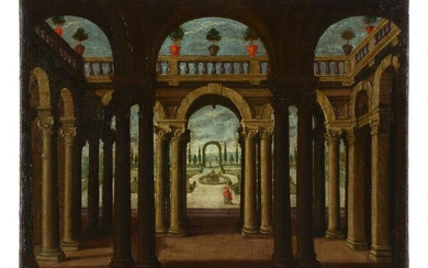 EARLY OIL PAINTING DEPICTING LARGE ESTATE