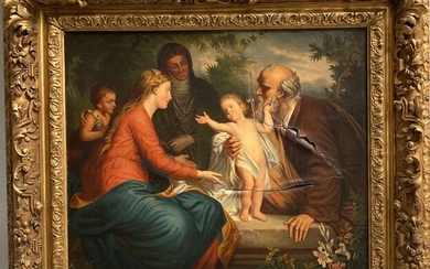 ECOLE FRANCAISE dans le goût du XVIIIème Nativité Huile sur toile 54 x 65 cm...