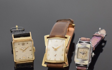 ELGIN / GALMOR 3 montres-bracelets, USA vers 1930 - 1950, remontage manuel, 1) LORD ELGIN,...