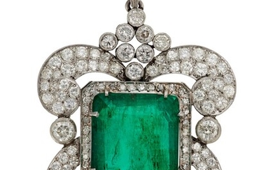 EMERALD AND DIAMOND PENDANT WITH GIA REPORT