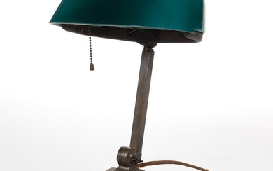EMERALITE CASED GLASS AND BRASS DESK LAMP