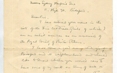 EPHEMERA. An autograph letter signed by artist B. Eyre Walker, to Messrs Sydney Harpin's Sons r